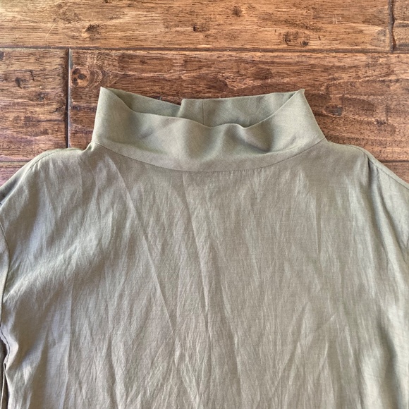 COS Wide Stand Up Collar Dress sz 4 Olive Green Lagenlook Minimalist Modern - Picture 4 of 10